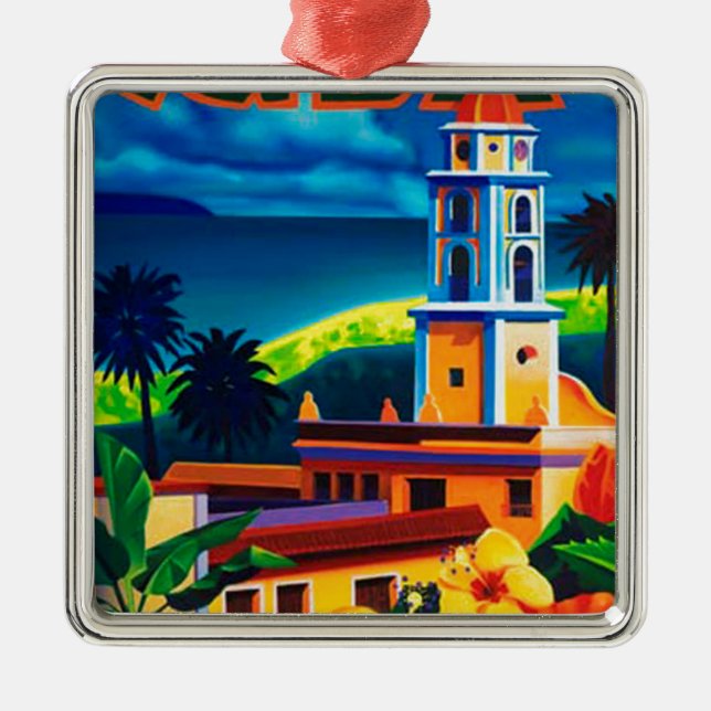 Ornamento De Metal Vintage Cuba Viagem (Frente)
