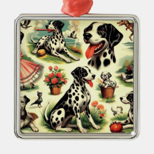 Ornamento De Metal Vintage Cute Dalmatian Seamless