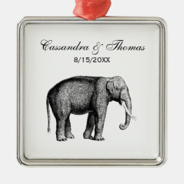 Ornamento De Metal Vintage Elephant Drawing