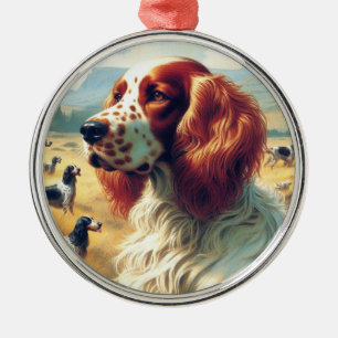 Ornamento De Metal Vintage English Setter Oil Painting