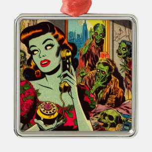 Ornamento De Metal Vintage Horror Histórias em quadrinhos Zombie