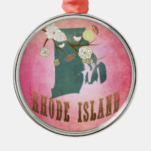 Ornamento De Metal Vintage moderno Rhode - rosa dos doces do mapa do