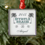 Ornamento De Metal Vintage Myrtle Beach SC Natal Personalizado<br><div class="desc">Vintage Victorian Myrtle Beach,  Carolina do Sul,  personalizada,  criou o Enfeites de natal de Férias de 1938. Personalize com um nome e ano. *</div>