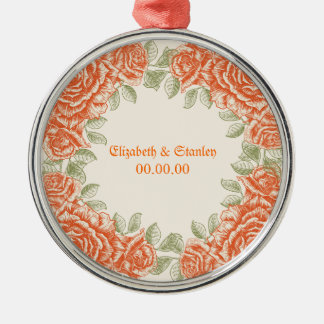 Ornamento De Metal Vintage orange rosas Casamento Salvar a Data