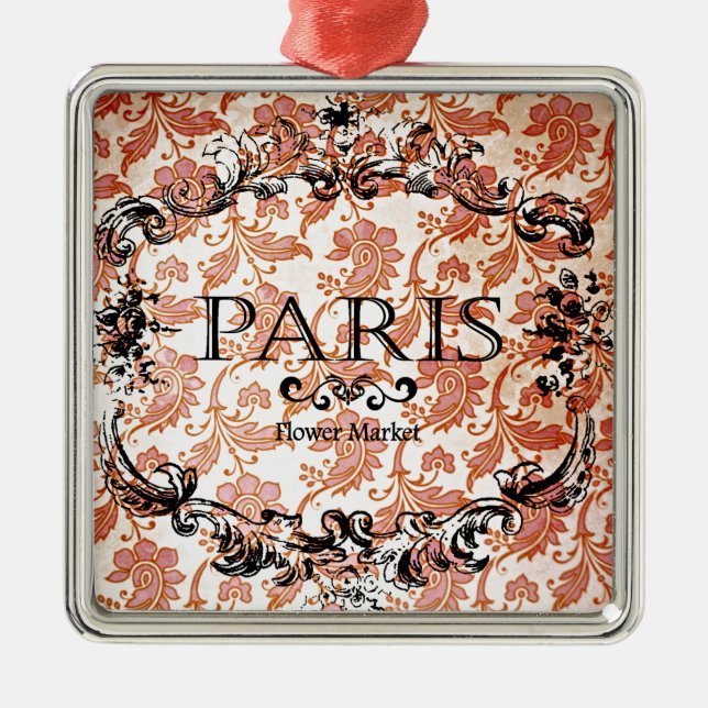 Ornamento De Metal Vintage Paris Damask (Frente)