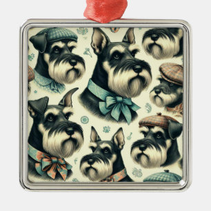 Ornamento De Metal Vintage Schnauzer Ilustração Sem Costura
