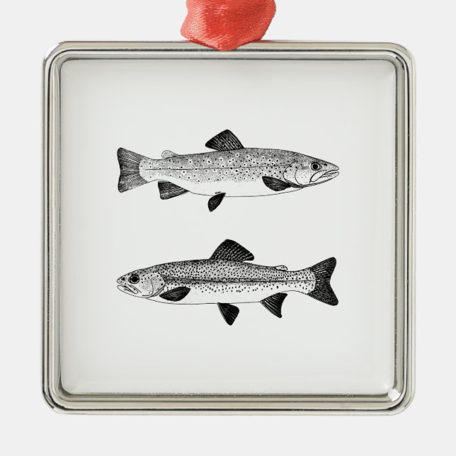Ornamento De Metal Vintage Trout Art (Frente)
