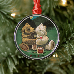 Ornamento De Metal Vintage Victorian Cottagecore Honey Bears