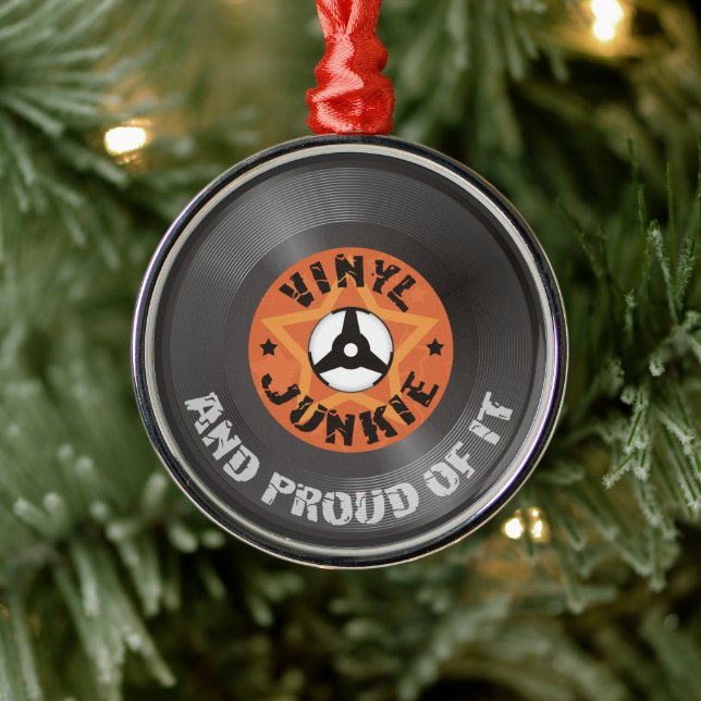 Ornamento De Metal Vinyl Junkie - And Proud of It (Árvore)