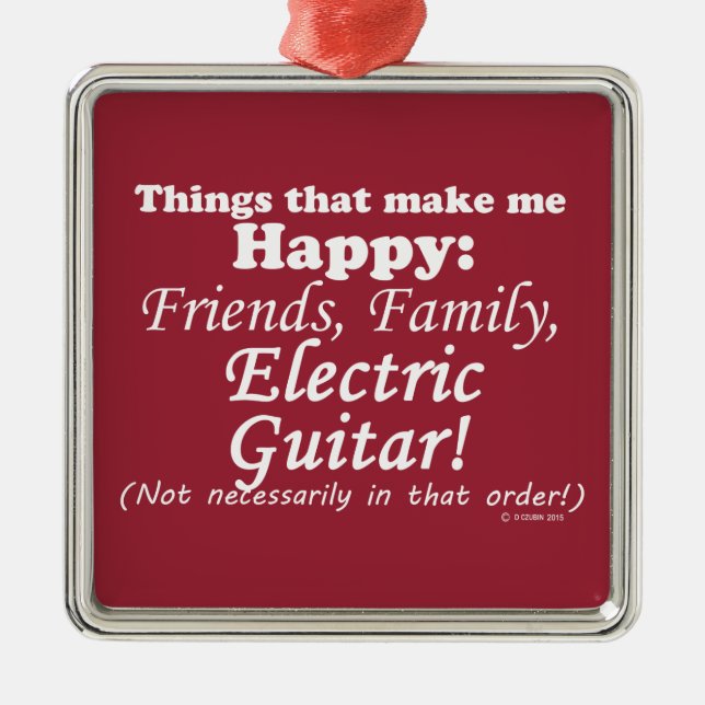 Ornamento De Metal Violão Elétrico Me Torna Feliz (Frente)