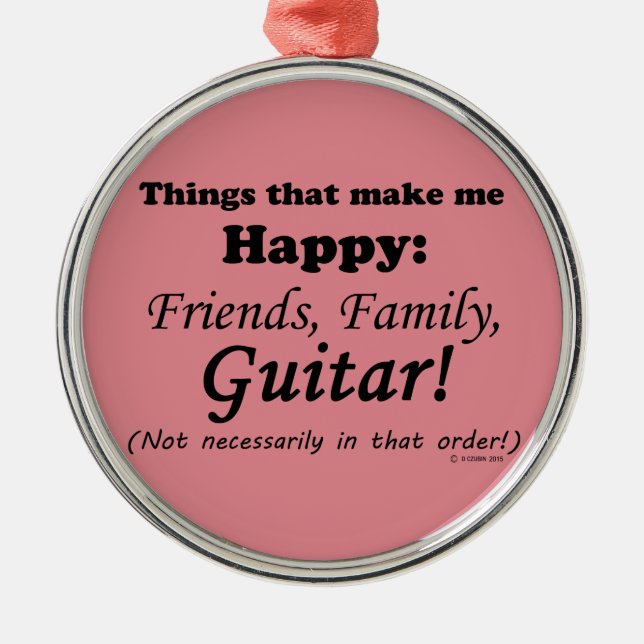 Ornamento De Metal Violão me faz feliz (Frente)