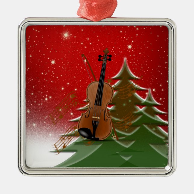 Ornamento De Metal Violino no Natal (Frente)