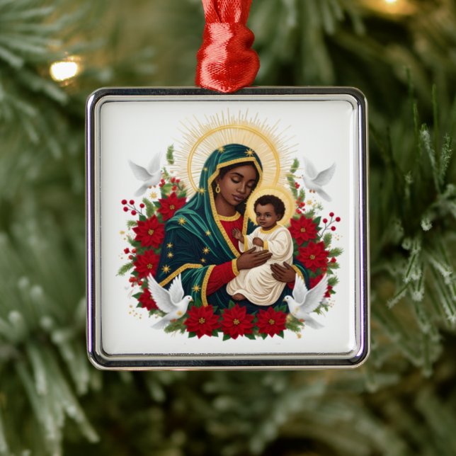 Ornamento De Metal Virgin Mary and Baby Jesus Ornament (Árvore)