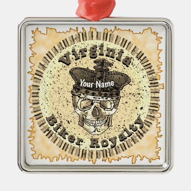 Ornamento De Metal Virginia Biker  (Frente)