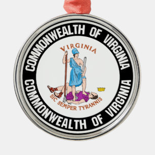 Ornamento De Metal Virginia Round Emblem