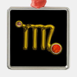 ORNAMENTO DE METAL VÍRGO/SINAL ZODIÁTICO DOURADO JÚRGUA DE LARANJA
