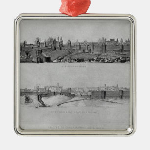 Ornamento De Metal Vista de Carcassonne do lado oeste