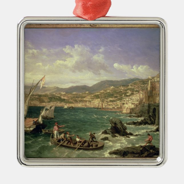 Ornamento De Metal Vista de Genoa, 1854 (óleo em canvas) (Frente)