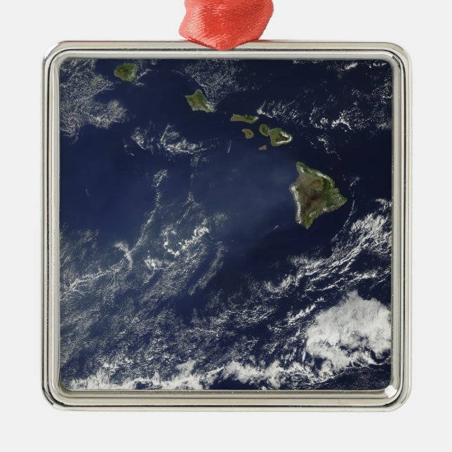 Ornamento De Metal Vista de satélite do nevoeiro vulcânico (Frente)