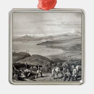 Ornamento De Metal Vista distante do vulcão de Aconcagua