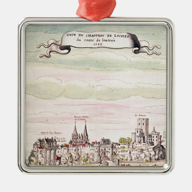 Ornamento De Metal Vista do castelo de Loches, 1699 (Frente)