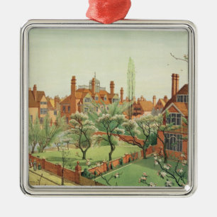 Ornamento De Metal Vista do parque de Bedford, 1882 (litho da cor) 2
