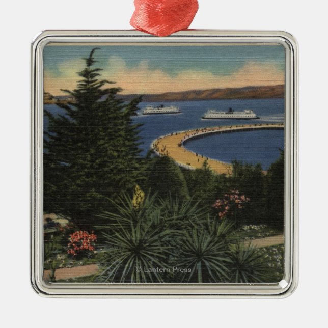 Ornamento De Metal Vista do passeio & do cais aquáticos do parque (Frente)