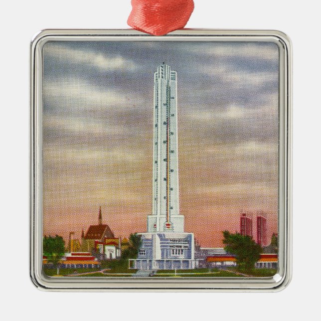 Ornamento De Metal Vista do termômetro gigante de Texaco (Frente)