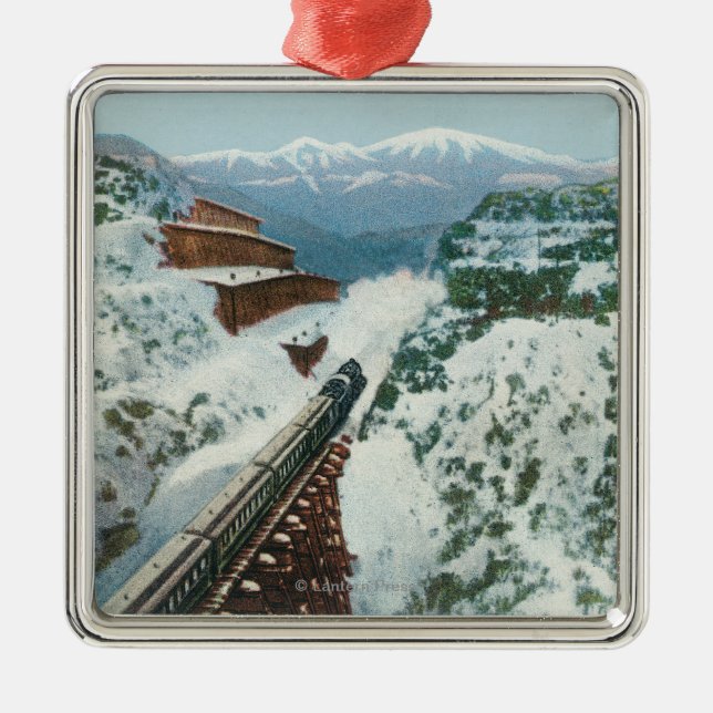 Ornamento De Metal Vista do trem na cimeira da costa (Frente)