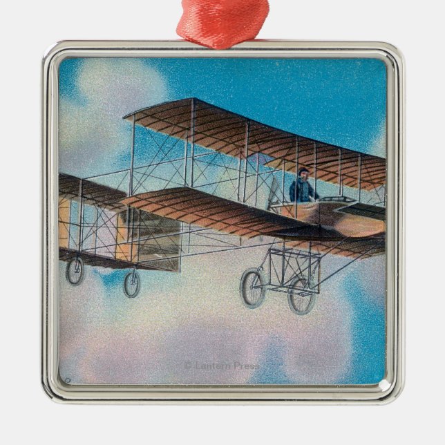 Ornamento De Metal Vista do Voisin BiplaneFrance (Frente)
