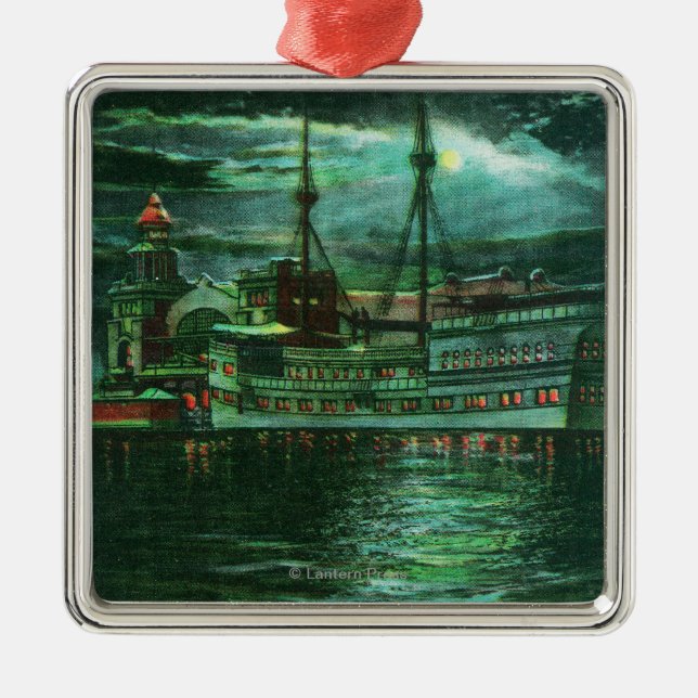 Ornamento De Metal Vista enluarada do hotel do navio do restaurante (Frente)