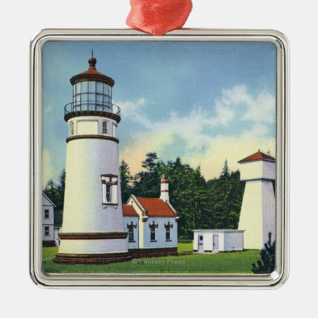 Ornamento De Metal Vista exterior do Umpqua LighthouseCoast (Frente)