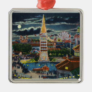 Ornamento De Metal Vista geral de Luna Park na noite