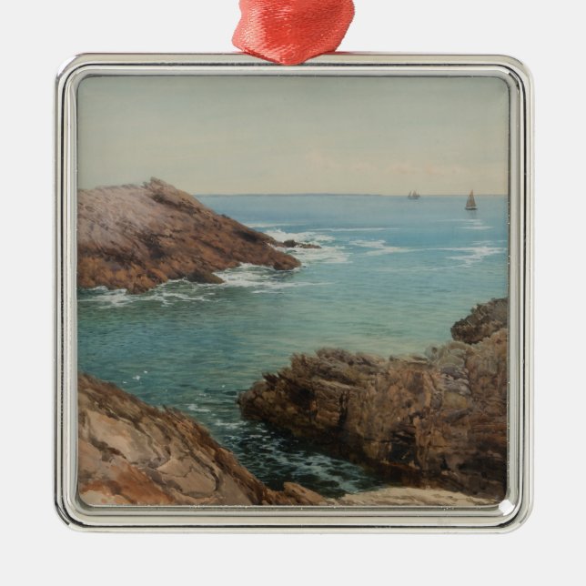 Ornamento De Metal Vista sobre o mar (Paisagem Costeira) (Marinha) (Frente)