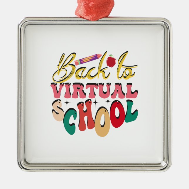 Ornamento De Metal Voltar à Escola Virtual (Frente)