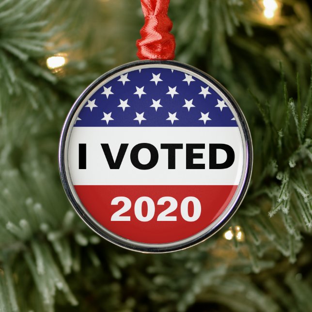 Ornamento De Metal Votei 2024 Ornament American Flag Metal (Árvore)