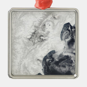 Ornamento De Metal Vulcões na península de Kamchatka central