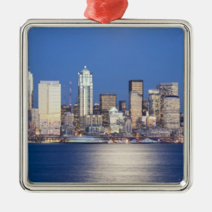 Ornamento De Metal WA, Seattle, horizonte de Seattle e Elliott Bay, 2