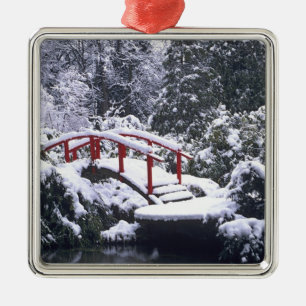 Ornamento De Metal WA, Seattle, Ponte da Lua e lago após o inverno