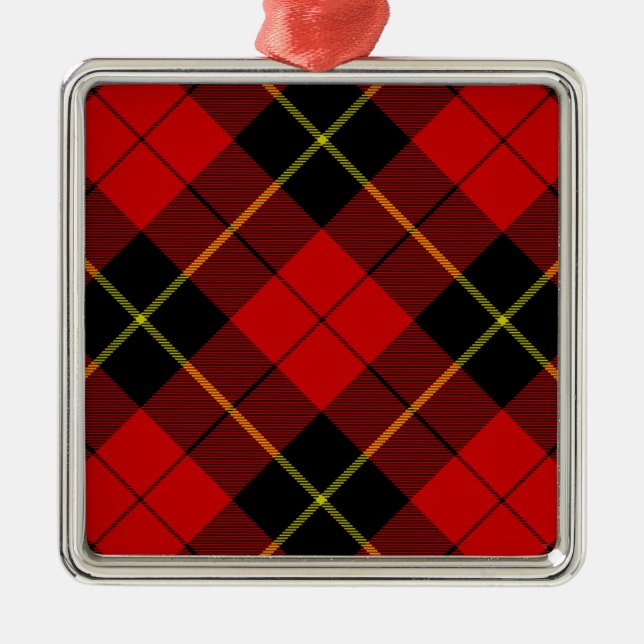 Ornamento De Metal Wallace tartan red black plaid (Frente)
