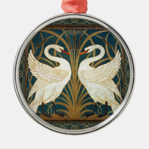 Ornamento De Metal Walter Crane Swan, Rush E Iris Art Nouveau