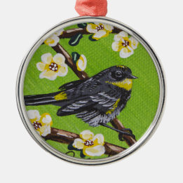 Ornamento De Metal Warbler da Garganta Amarelo ~ Primavera
