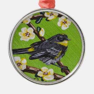 Ornamento De Metal Warbler da Garganta Amarelo ~ Primavera