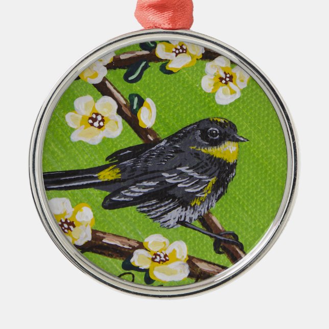 Ornamento De Metal Warbler da Garganta Amarelo ~ Primavera (Frente)