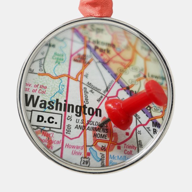 Ornamento De Metal Washington DC USA Capitol Map Pin (Frente)