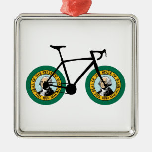 Ornamento De Metal Washington Flag Cycling