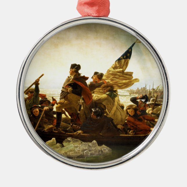 Ornamento De Metal Washington que cruza o Delaware por Emanuel Leutze (Frente)