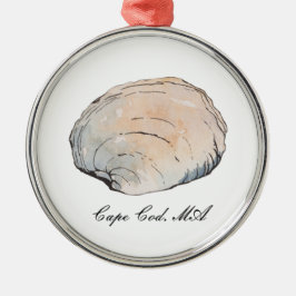 Ornamento De Metal Watercolor Clam Seashell Beach Ornament