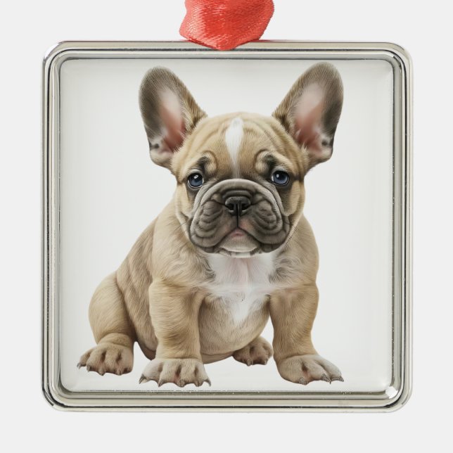 ORNAMENTO DE METAL WATERCOLOR TAN FRANCÊS BULLDOG (Frente)
