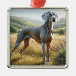 Ornamento De Metal Weimaraner